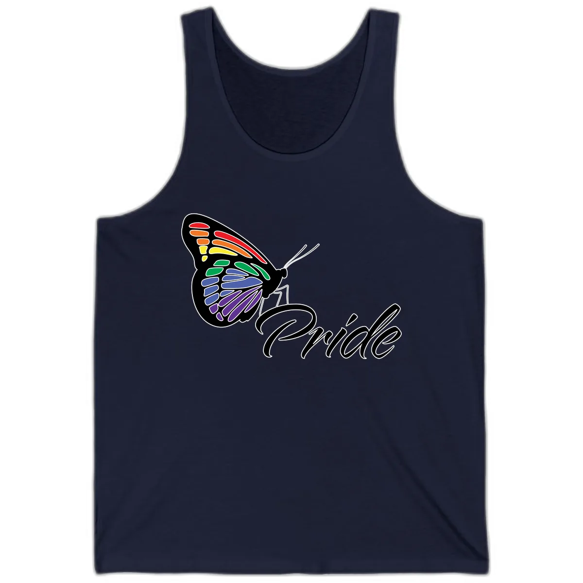 Pride Butterfly Rainbow Wings Tank in Navy