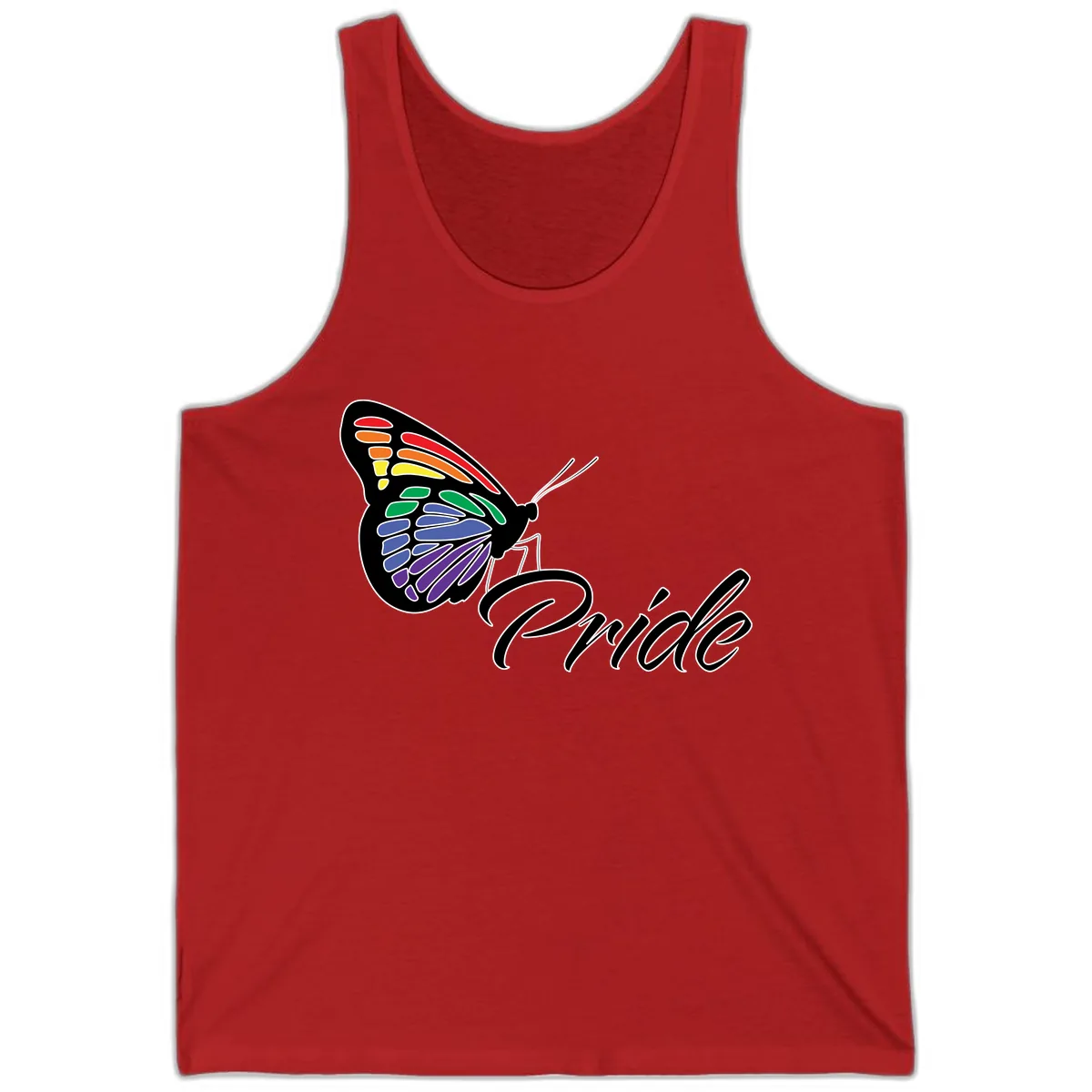 Pride Butterfly Rainbow Wings Tank in Red