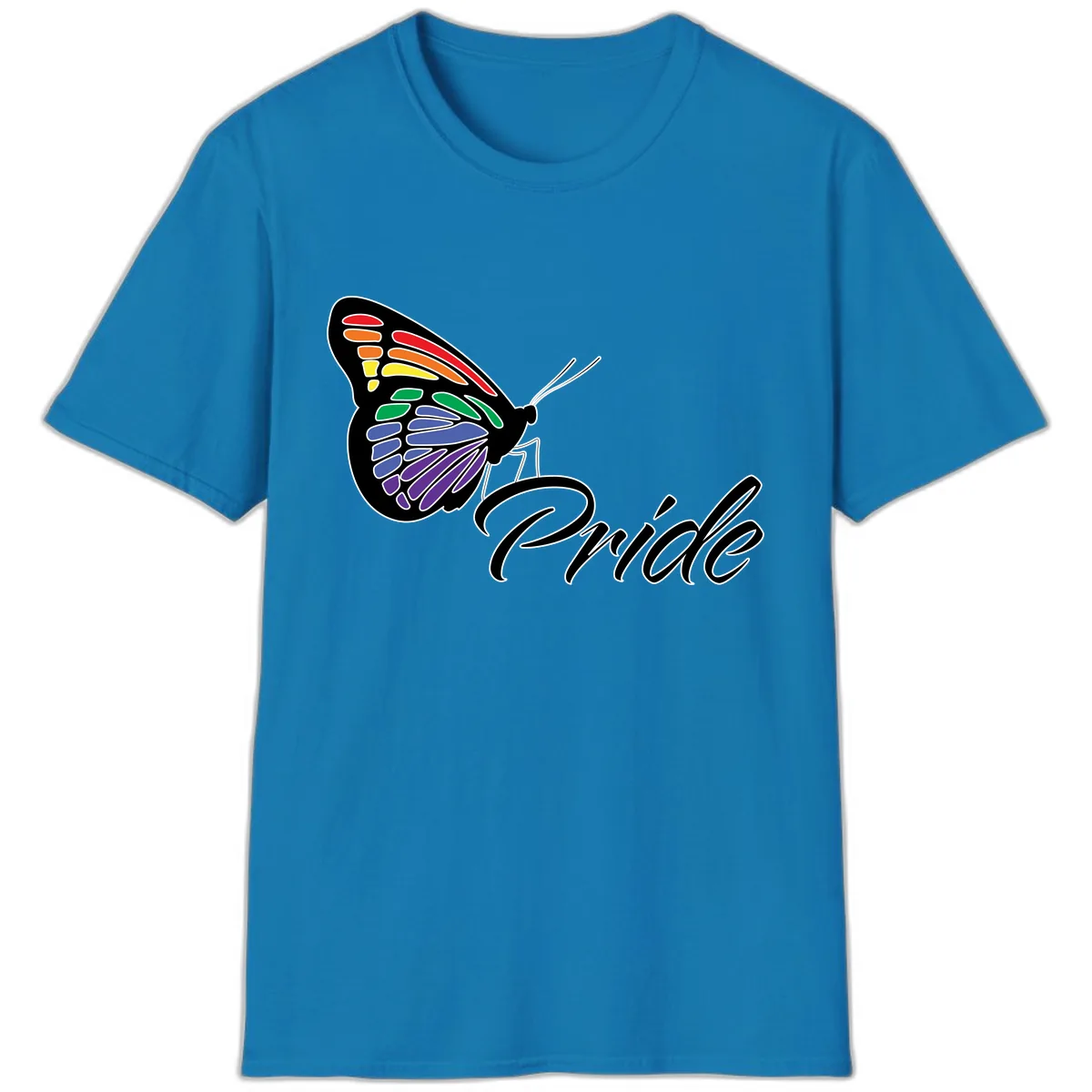 Pride Butterfly Rainbow Wings T-Shirt in Sapphire