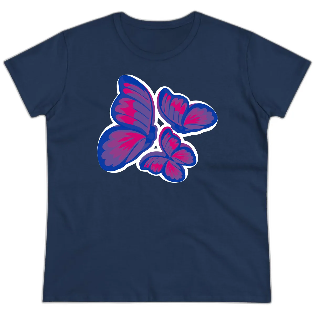Butterfly Garden Pride Ladies Tee in Navy