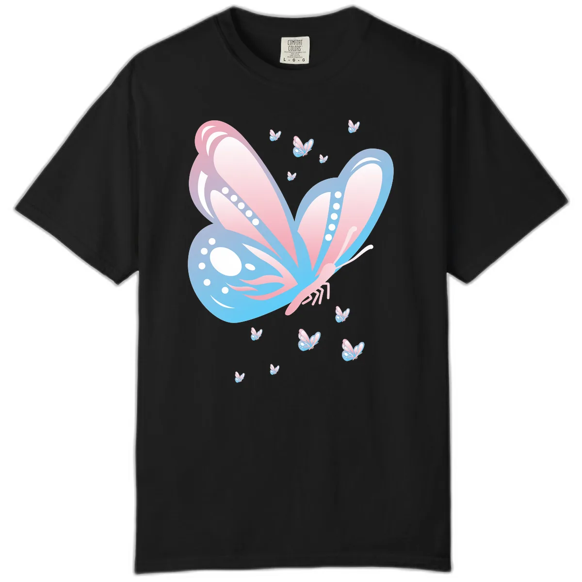 Butterfly Wings Pink Blue Comfort Color in Black