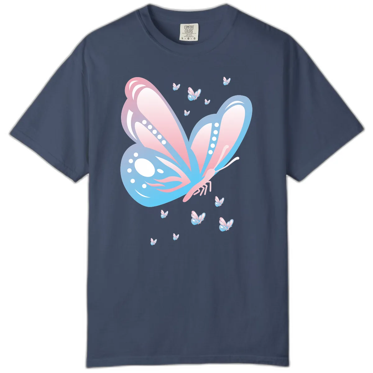Butterfly Wings Pink Blue Comfort Color in Midnight