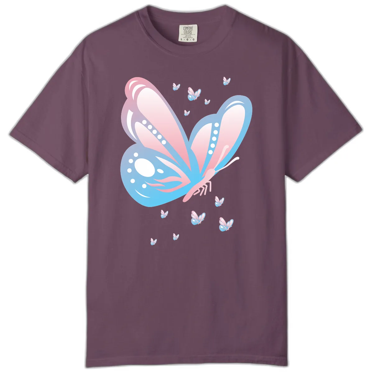 Butterfly Wings Pink Blue Comfort Color in Berry