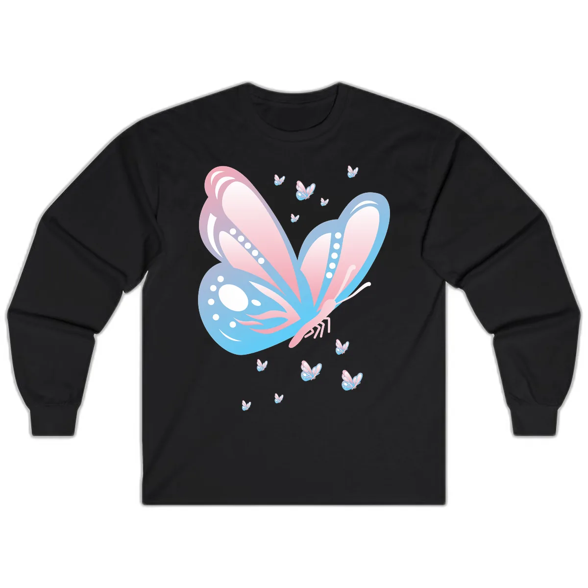 Butterfly Wings Pink Blue Long Sleeve in Black