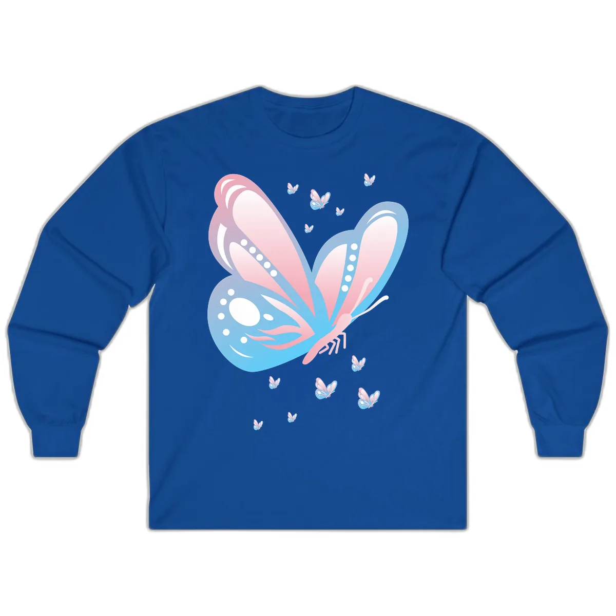 Butterfly Wings Pink Blue Long Sleeve in Royal