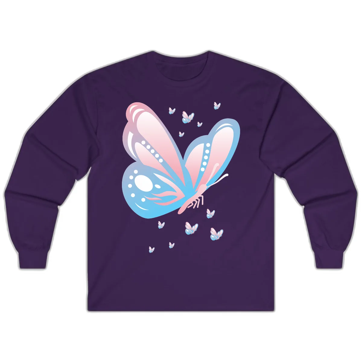 Butterfly Wings Pink Blue Long Sleeve in Purple