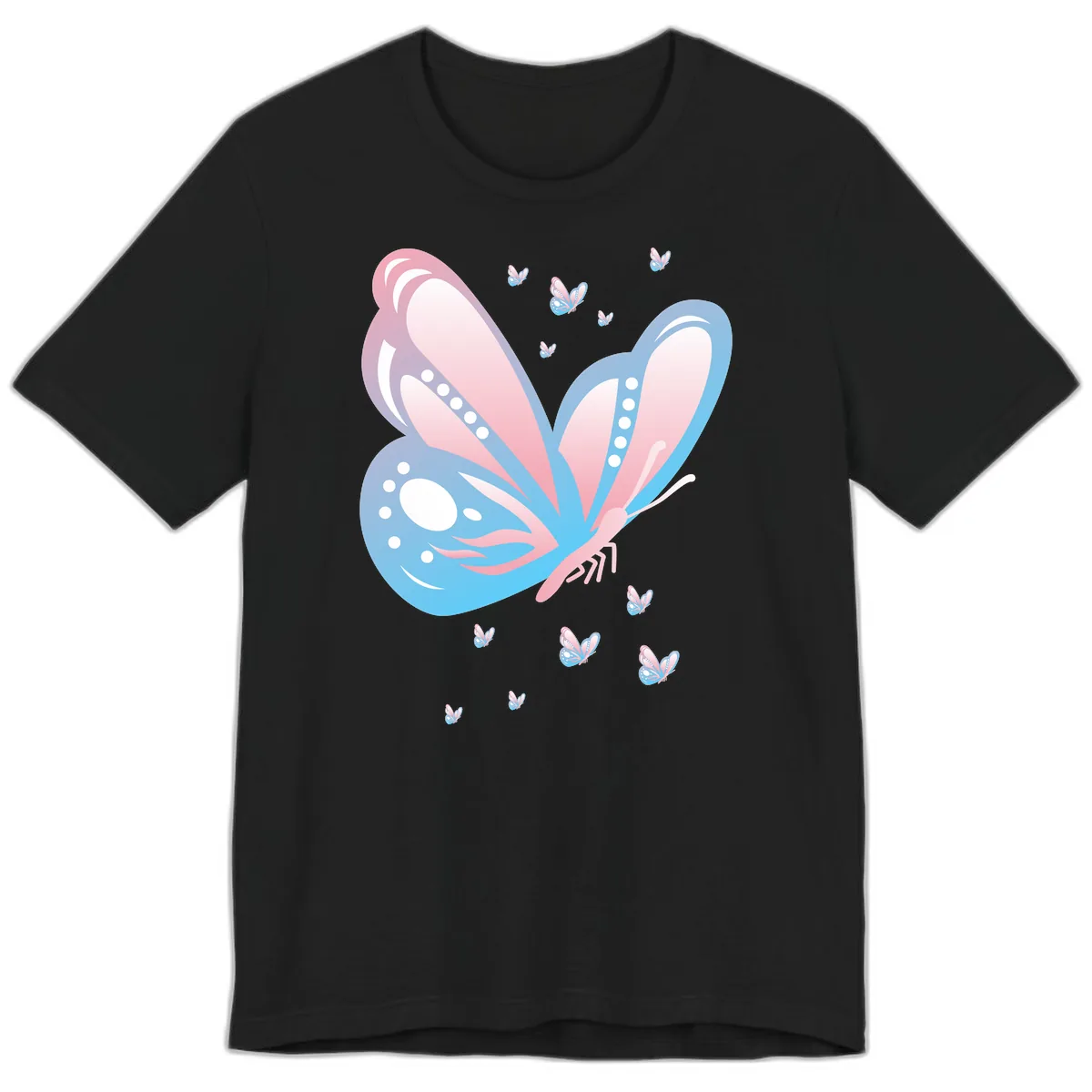 Butterfly Wings Pink Blue Premium T-Shirt in Black