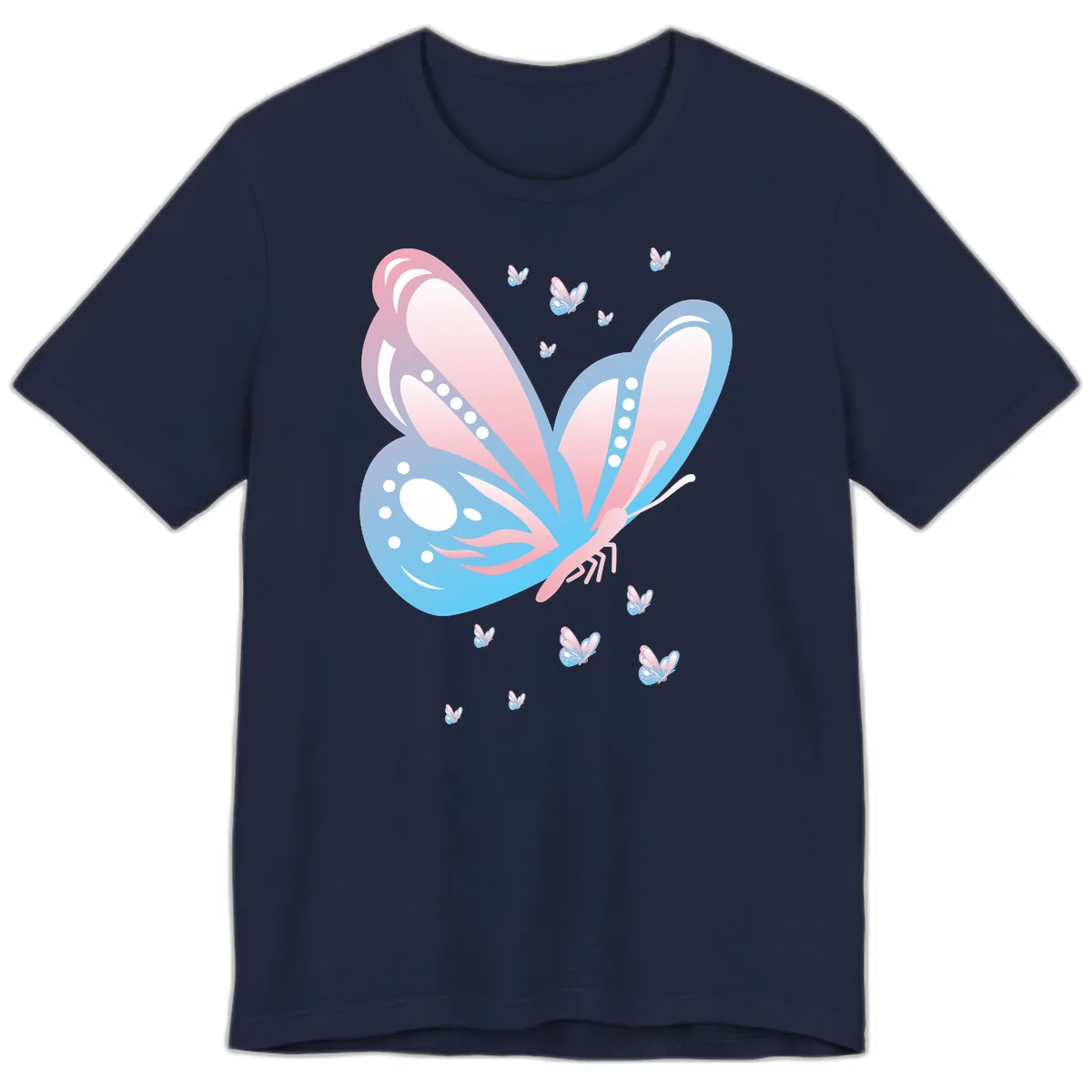 Butterfly Wings Pink Blue Premium T-Shirt in Navy
