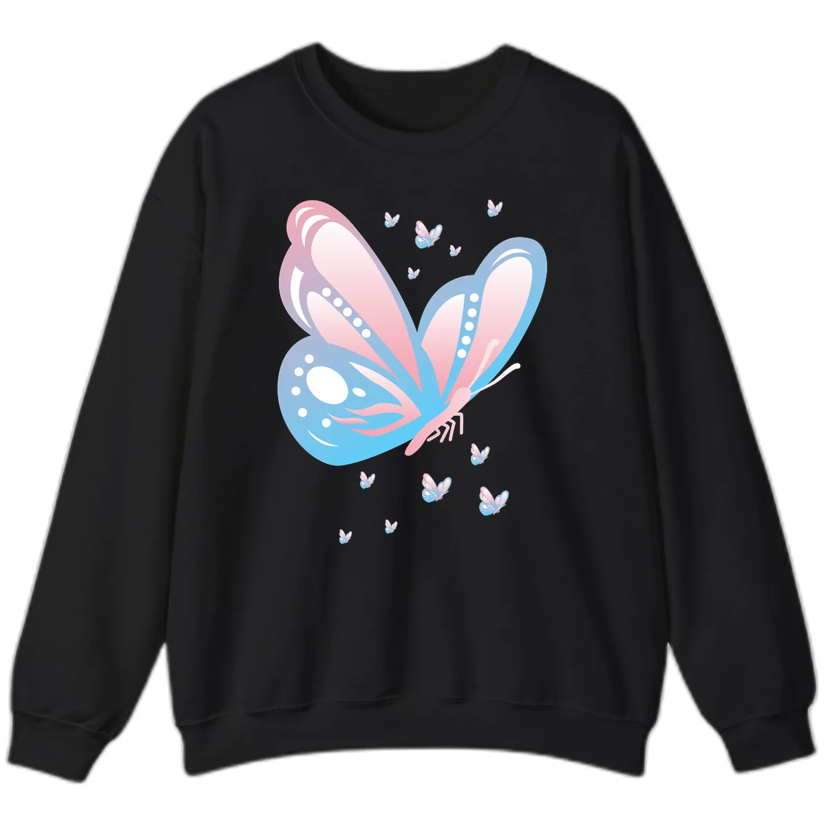 Butterfly Wings Pink Blue Sweatshirt in Black