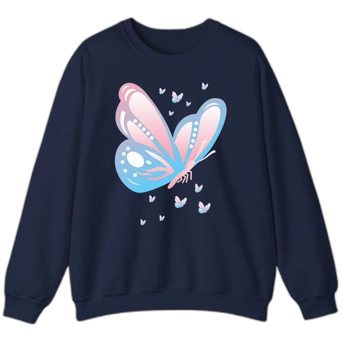 Butterfly Wings Pink Blue Sweatshirt in Navy