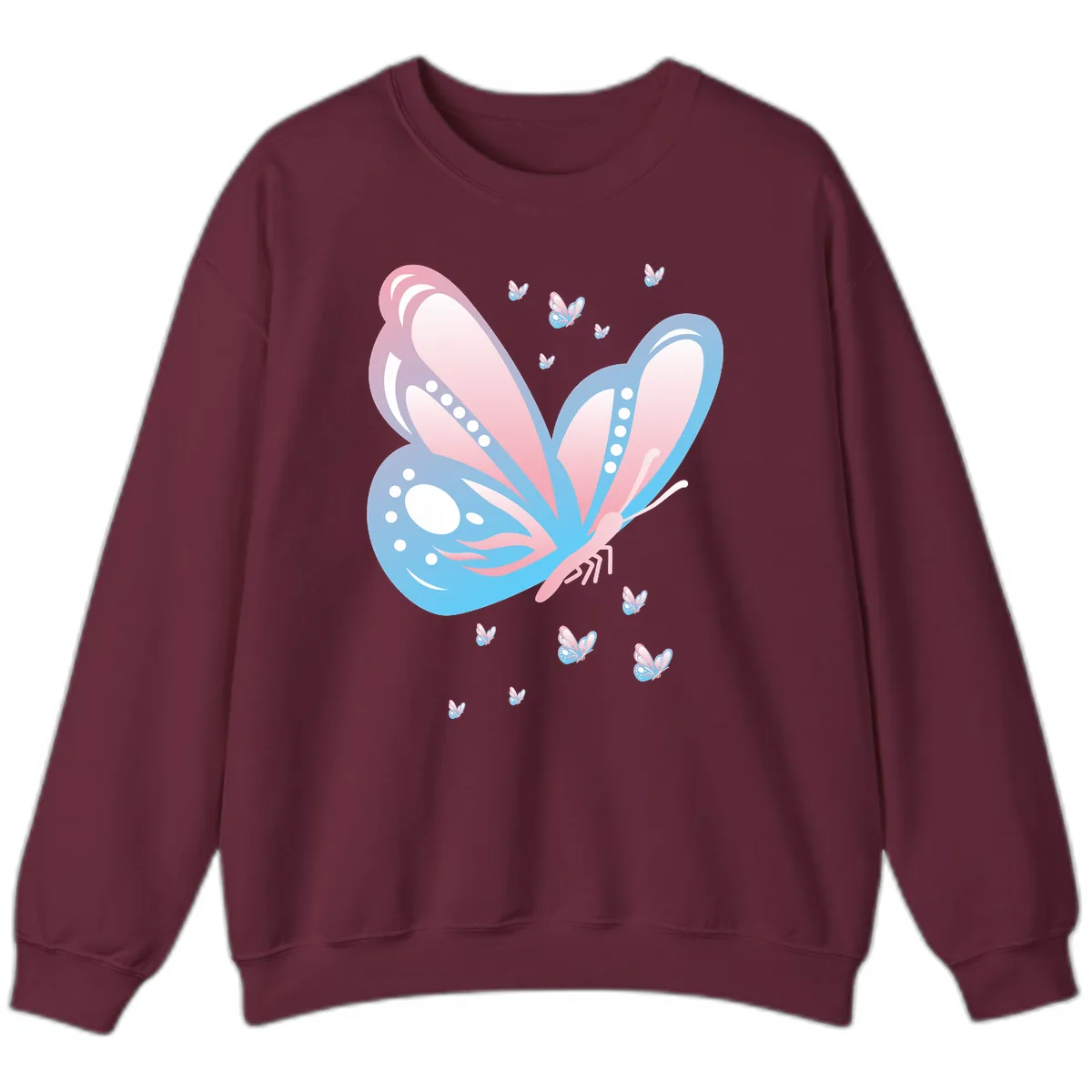 Butterfly Wings Pink Blue Sweatshirt in Maroon