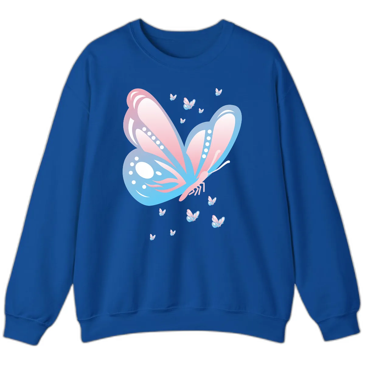 Butterfly Wings Pink Blue Sweatshirt in Royal