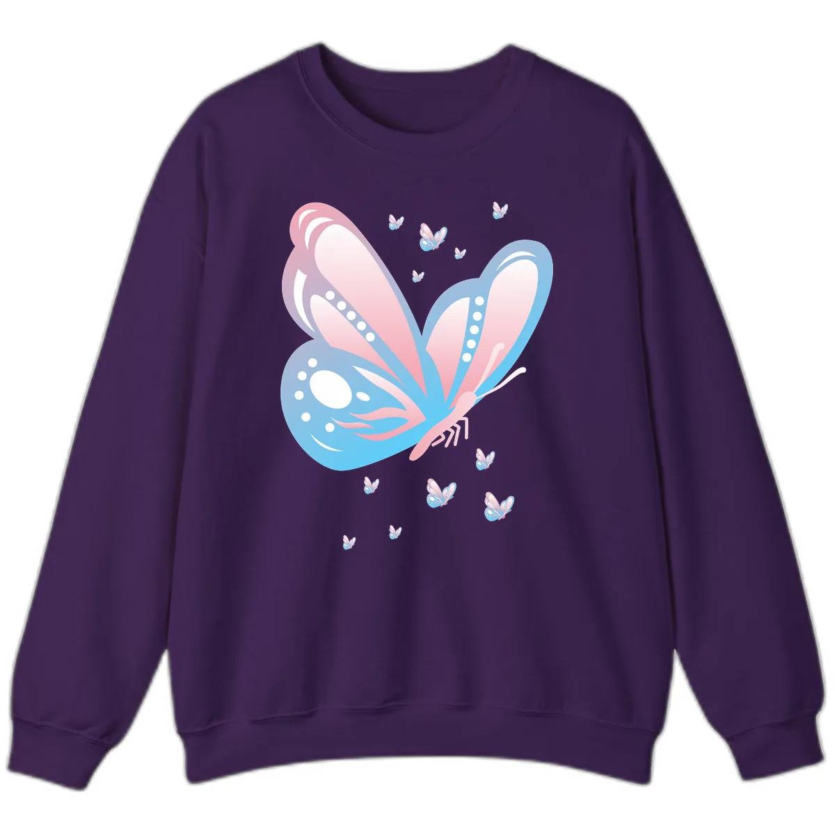 Butterfly Wings Pink Blue Sweatshirt in Purple