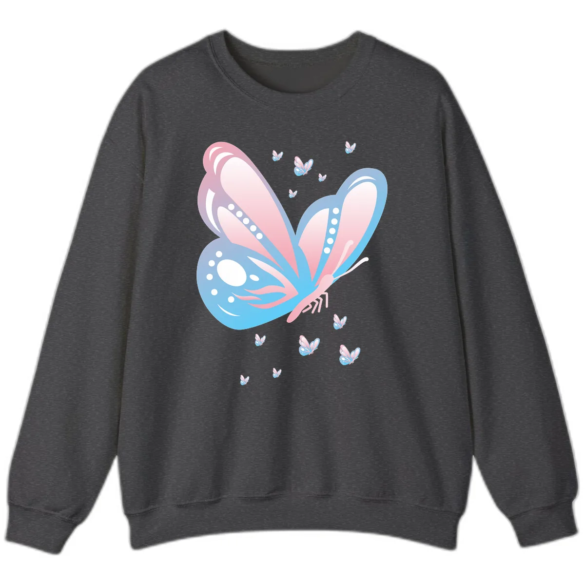 Butterfly Wings Pink Blue Sweatshirt in Dark Heather