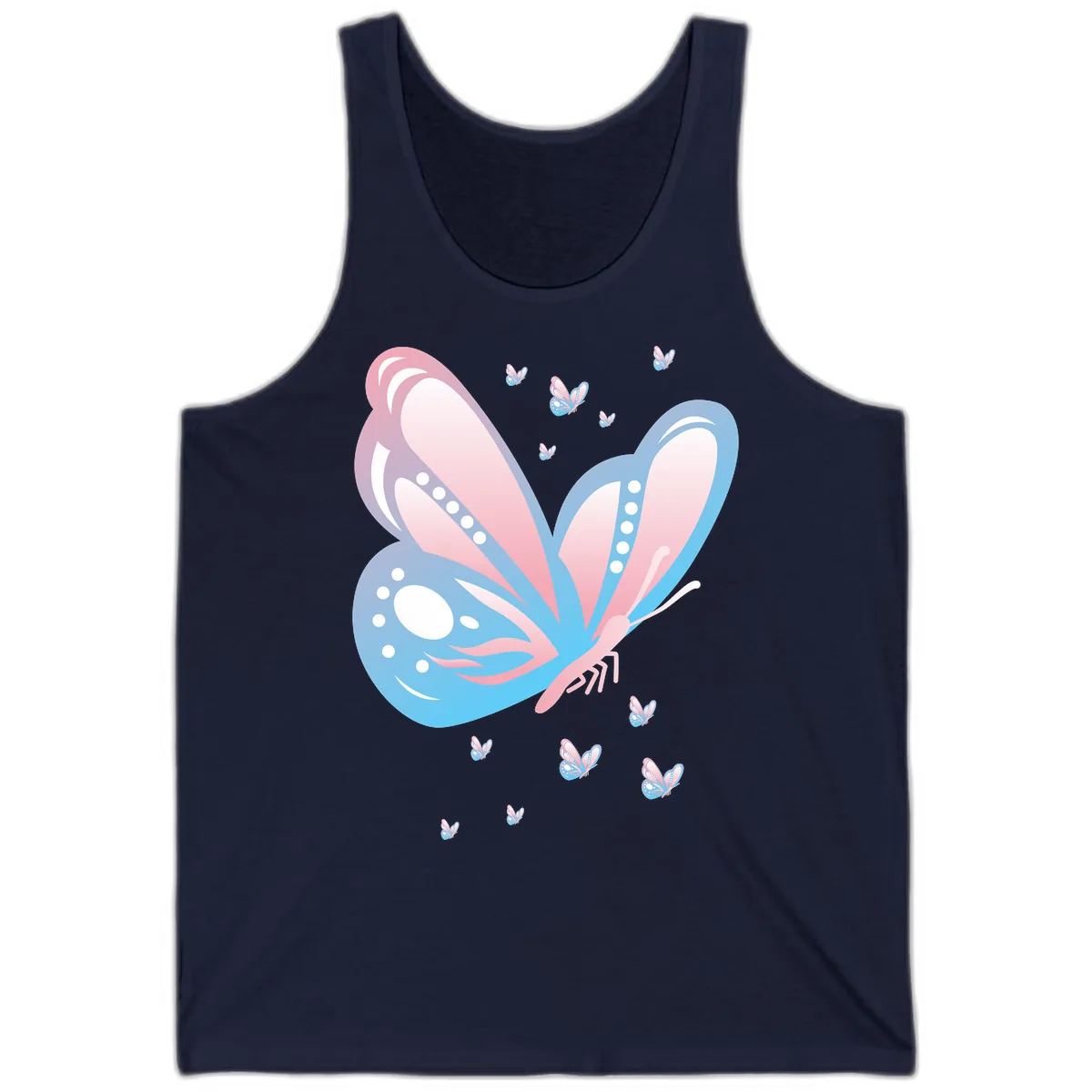 Butterfly Wings Pink Blue Tank in Navy