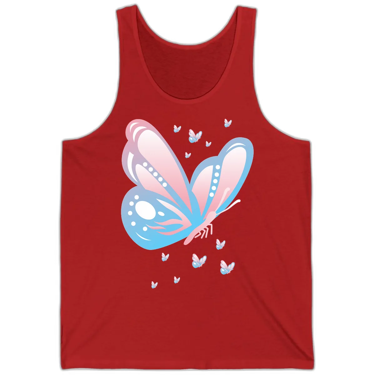 Butterfly Wings Pink Blue Tank in Red
