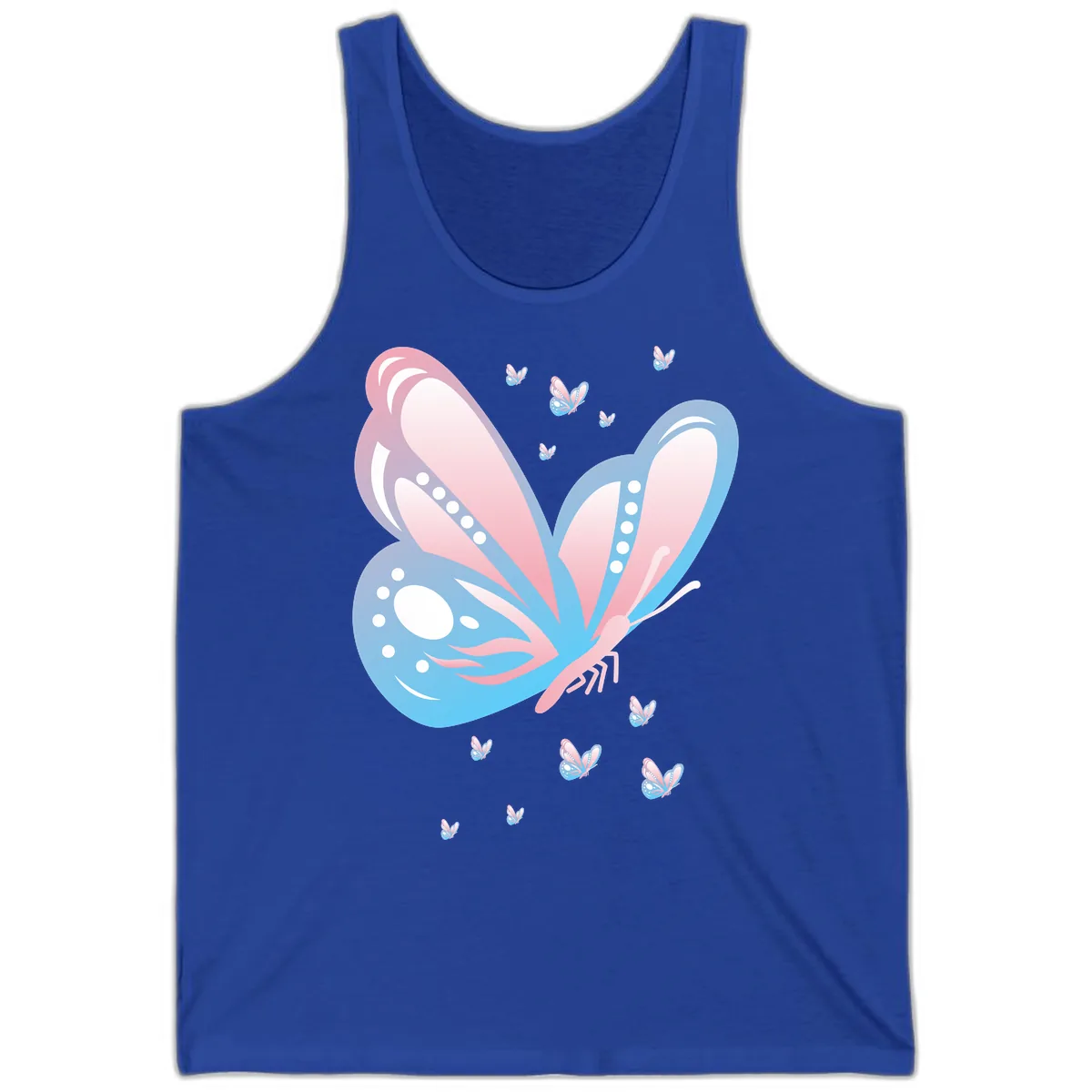 Butterfly Wings Pink Blue Tank in True Royal