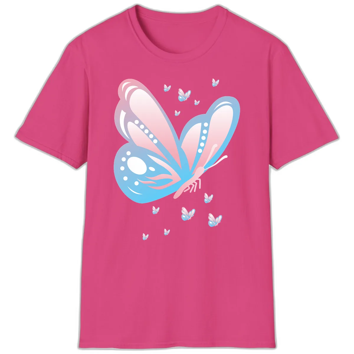 Butterfly Wings Pink Blue T-Shirt in Heliconia