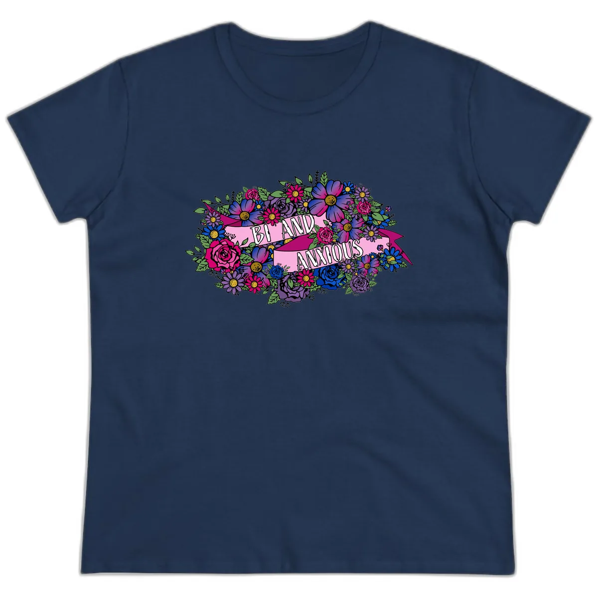 Bi And Anonymous Ladies Tee in Navy