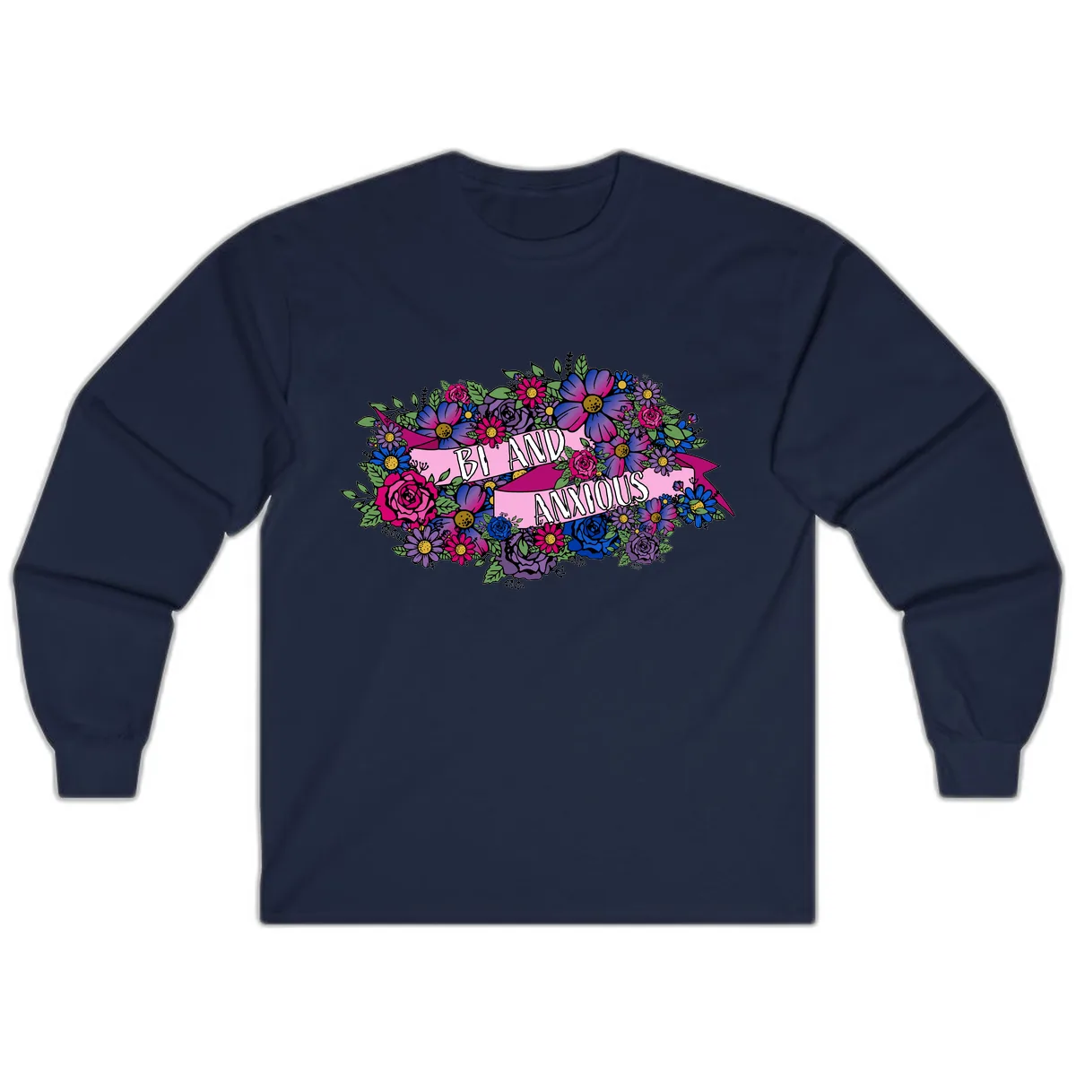 Bi And Anonymous Long Sleeve in Navy