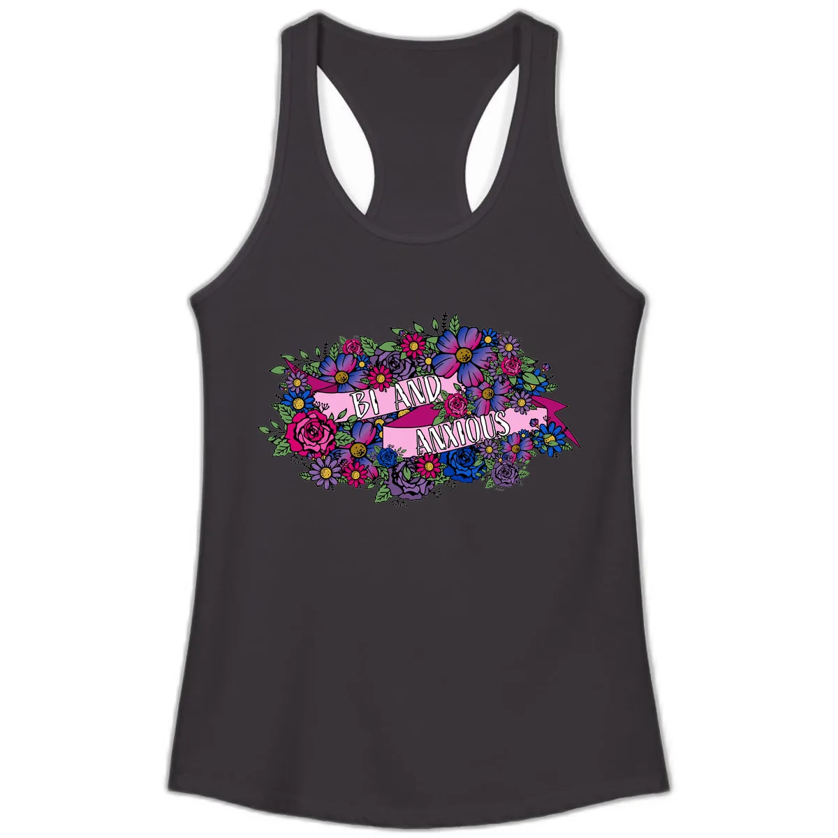 Bi And Anonymous Ladies Tank in Black