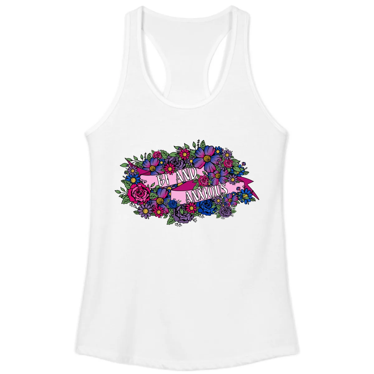 Bi And Anonymous Ladies Tank in White
