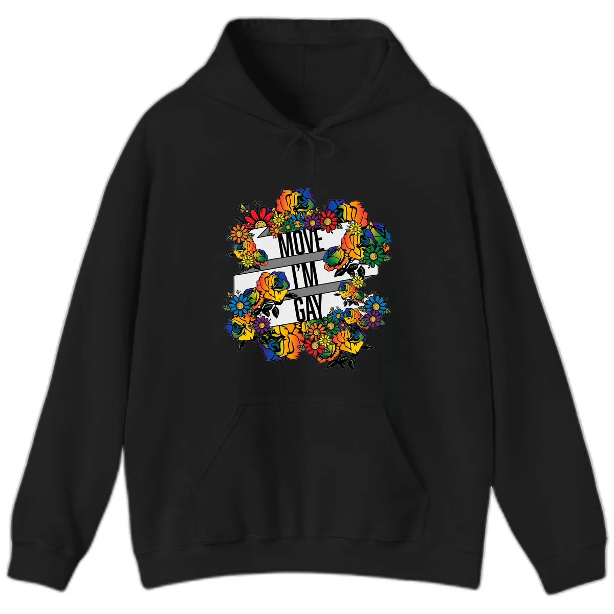 Move I'm Gay Floral Pride Hoodie in Black