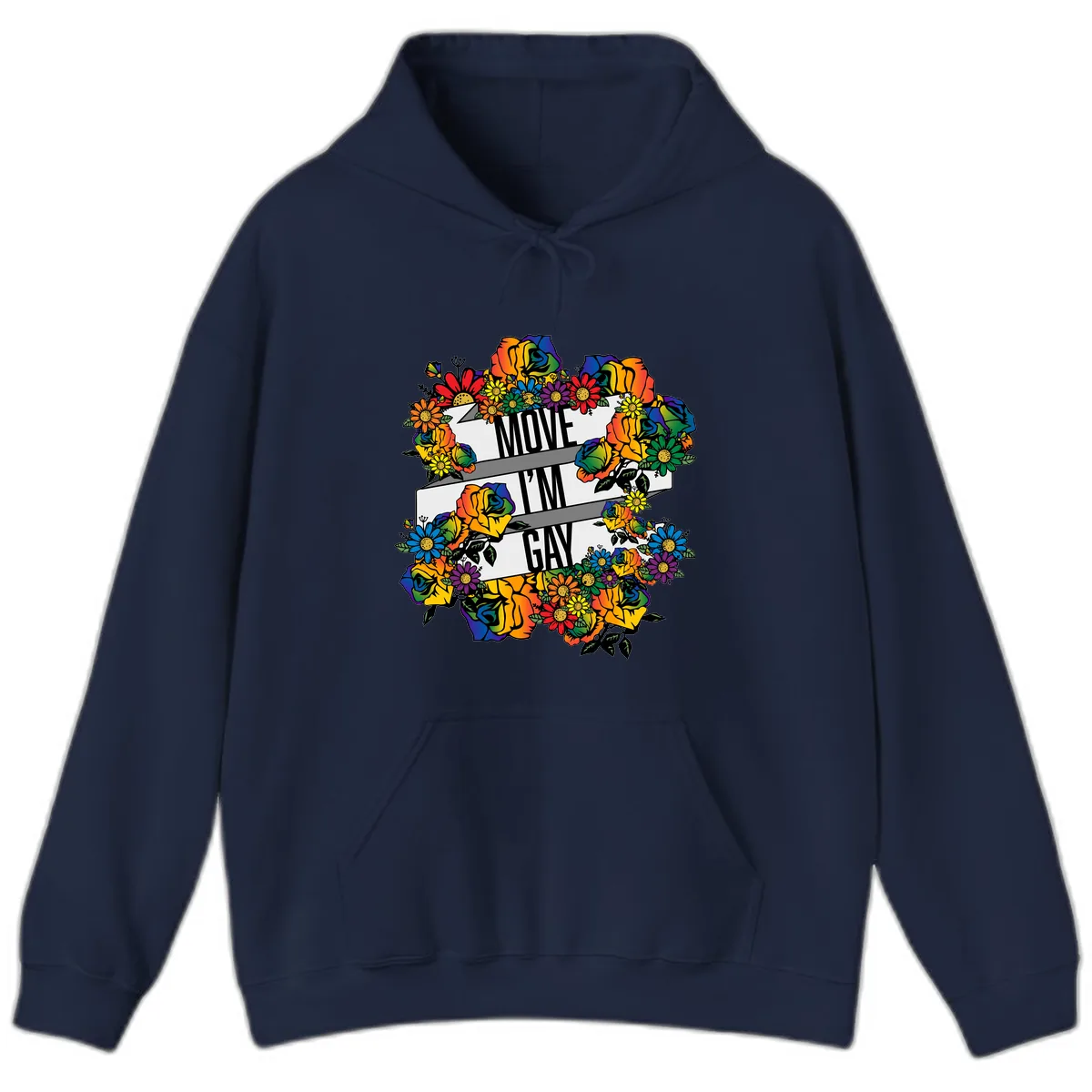 Move I'm Gay Floral Pride Hoodie in Navy