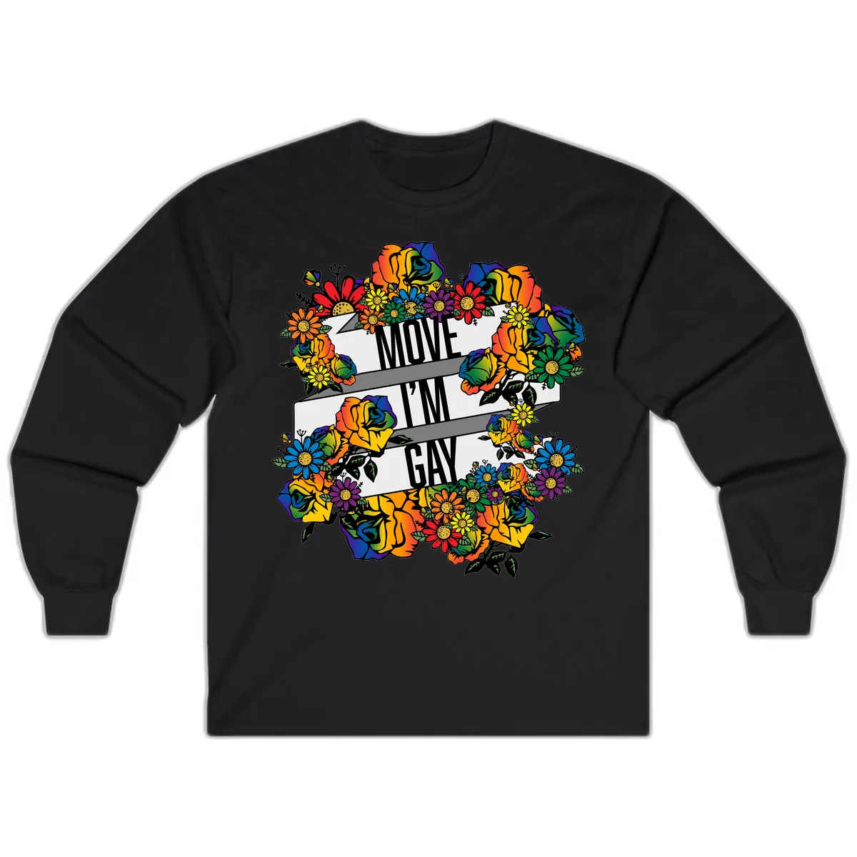 Move I'm Gay Floral Pride Long Sleeve in Black