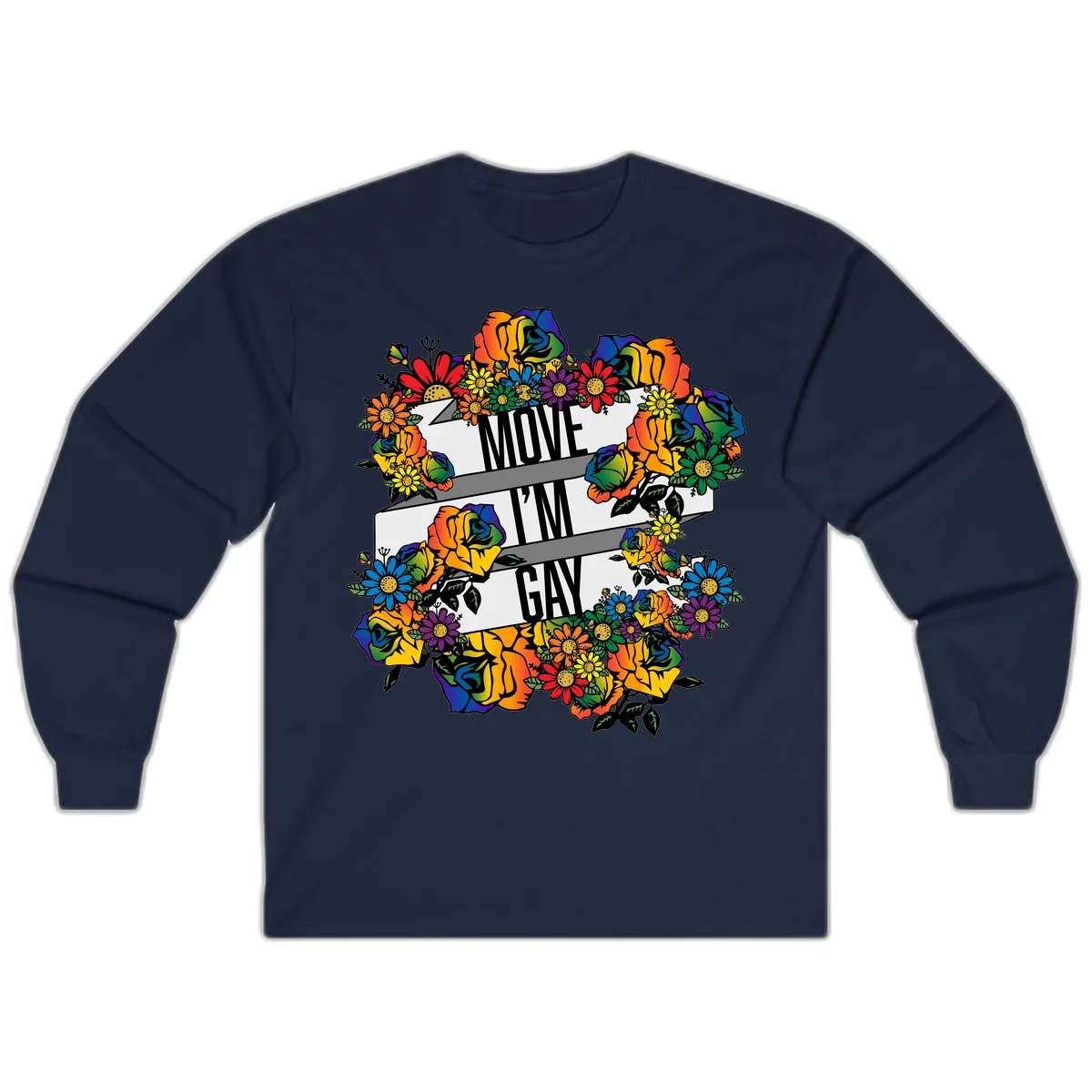 Move I'm Gay Floral Pride Long Sleeve in Navy