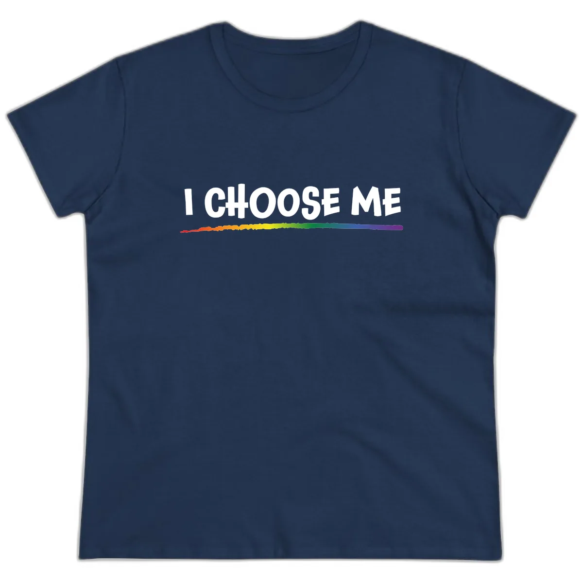 I Choose Me Pride Rainbow Ladies Tee in Navy