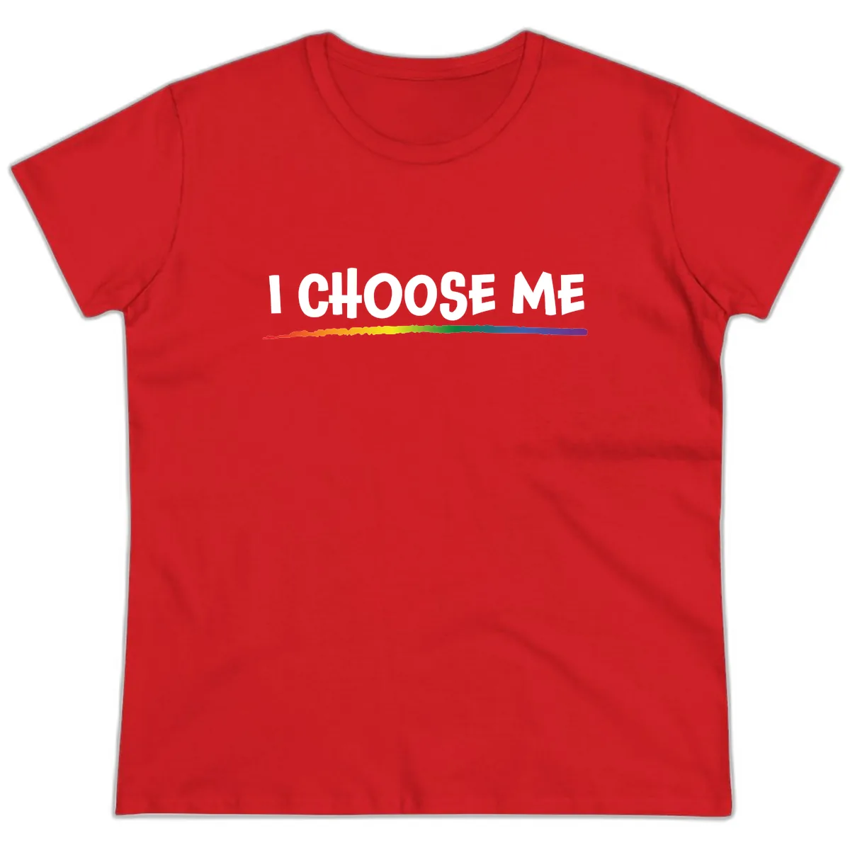 I Choose Me Pride Rainbow Ladies Tee in Red
