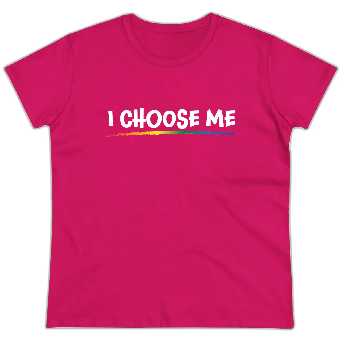 I Choose Me Pride Rainbow Ladies Tee in Heliconia