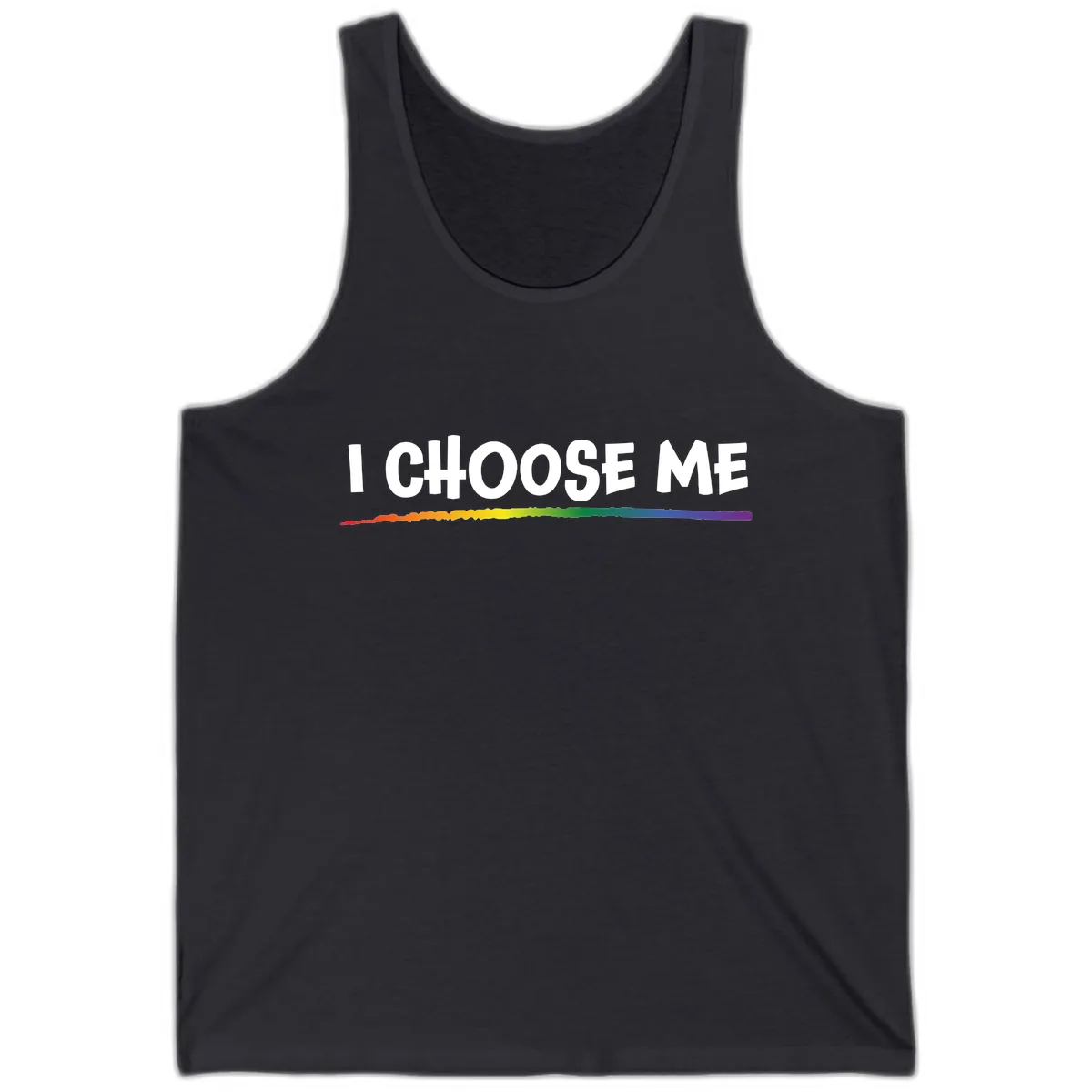 I Choose Me Pride Rainbow Tank in Dark Grey