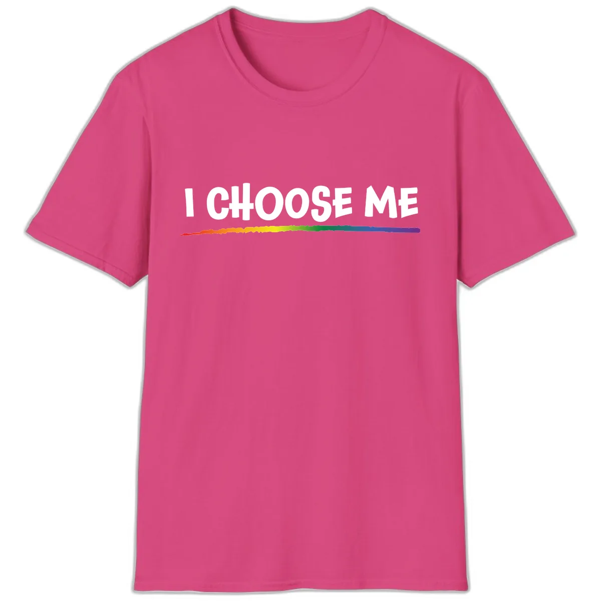 I Choose Me Pride Rainbow T-Shirt in Heliconia