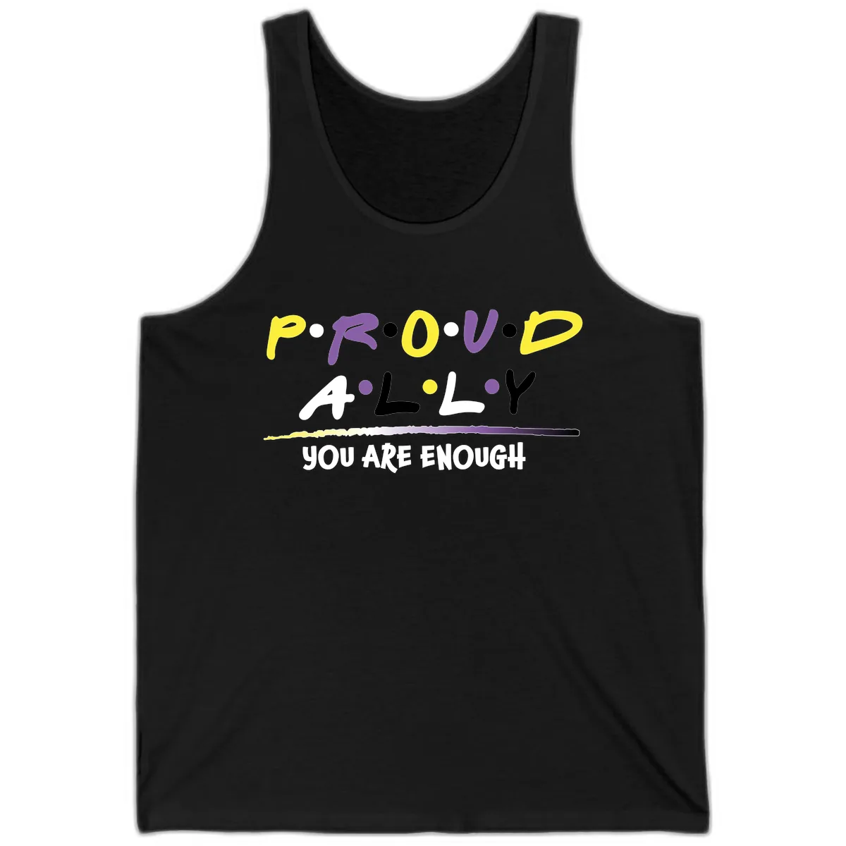 Proud Ally Enough Message Design Tank in Black