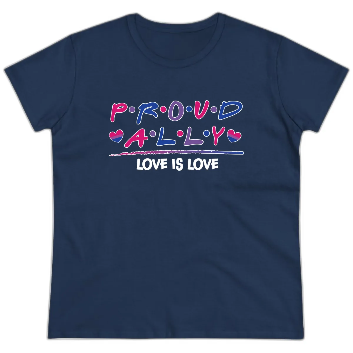 Proud For All Love Is Love Ladies Tee in Navy