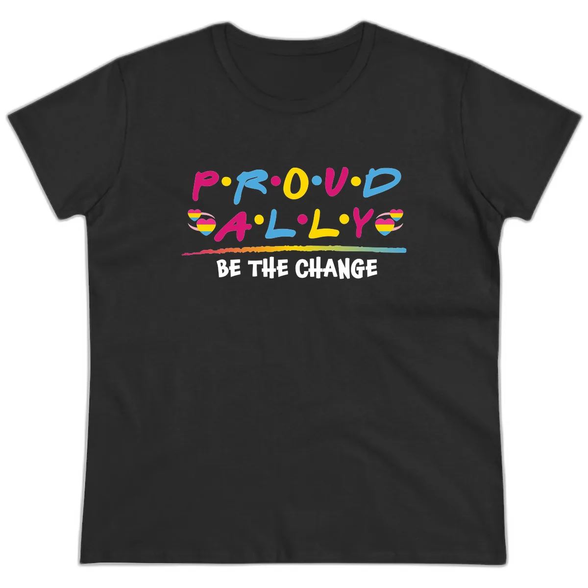 Pride Ally Love Graphic Ladies Tee in Black