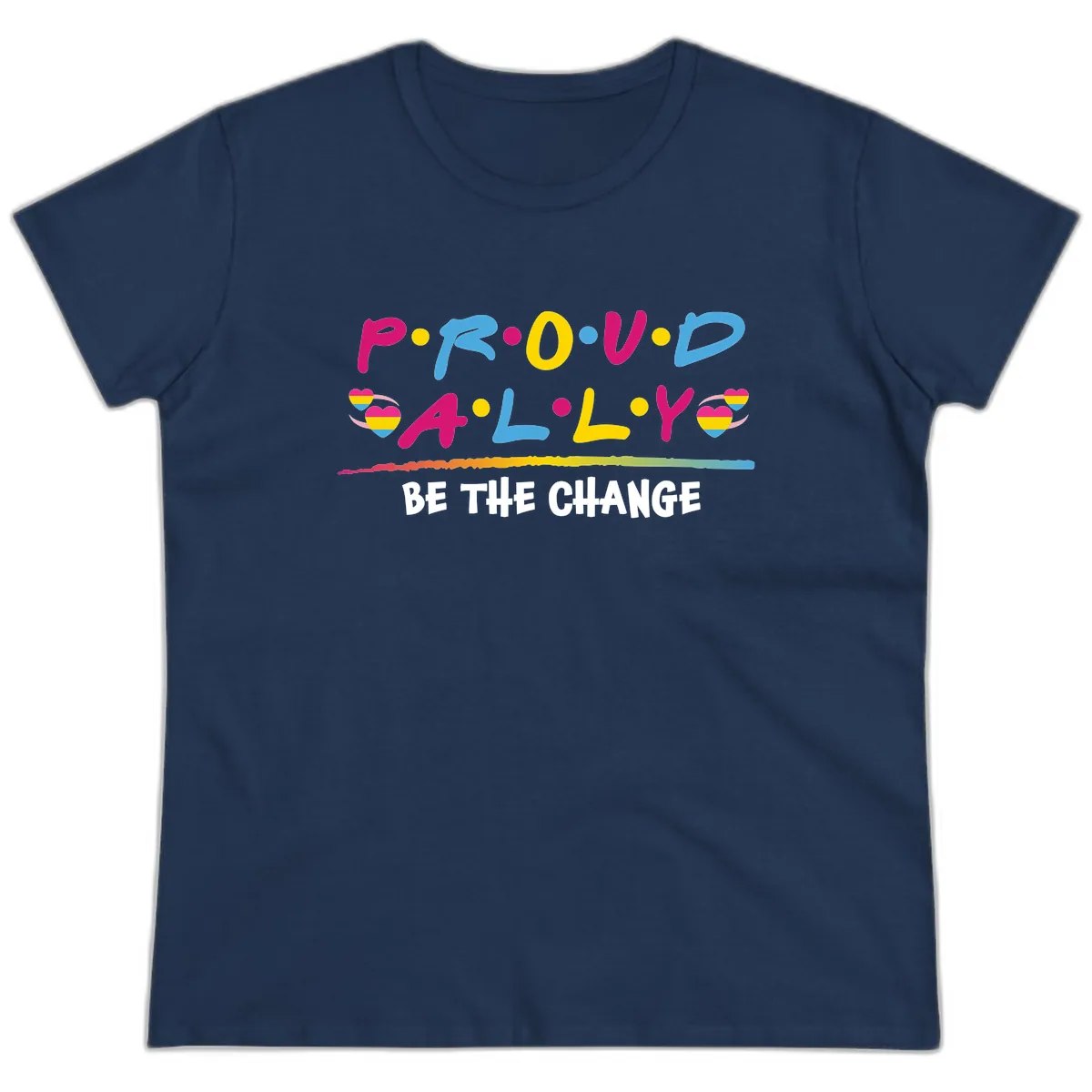 Pride Ally Love Graphic Ladies Tee in Navy