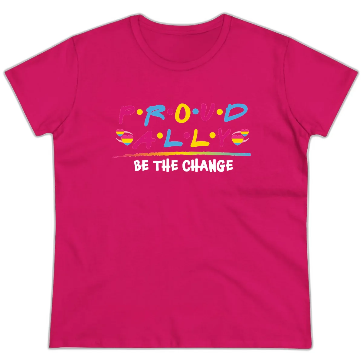 Pride Ally Love Graphic Ladies Tee in Heliconia