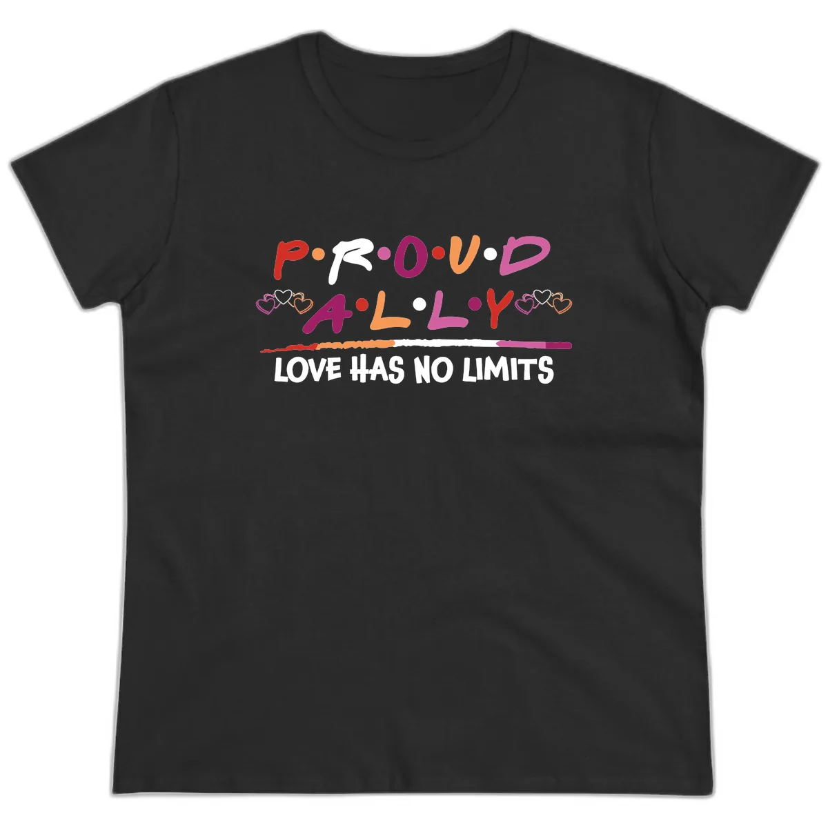 Proud Ally Love Has No Limits Ladies Tee in Black