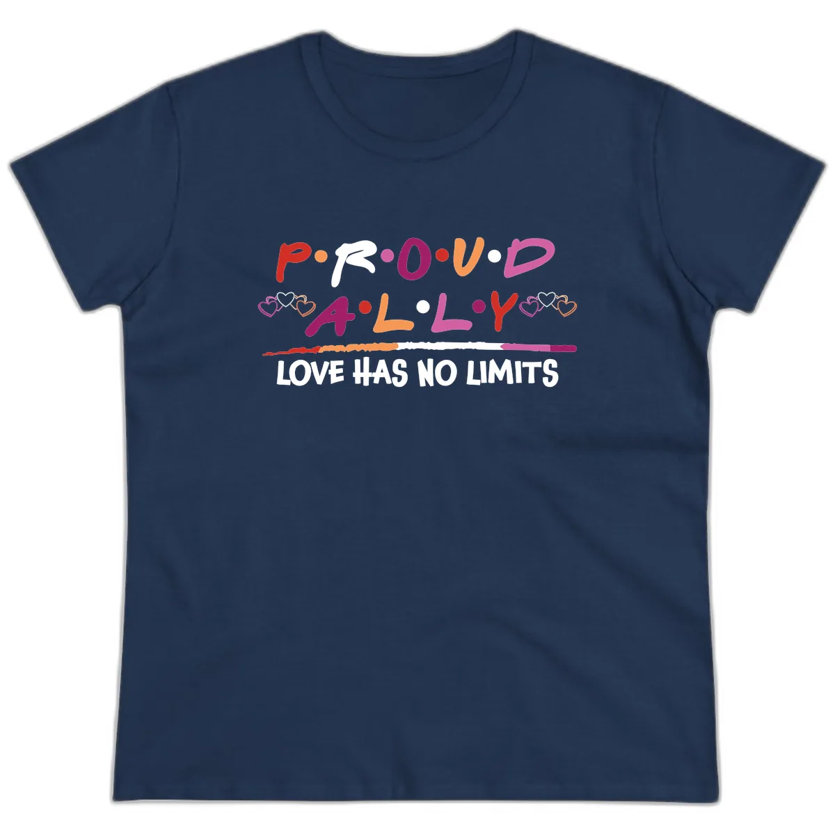 Proud Ally Love Has No Limits Ladies Tee in Navy