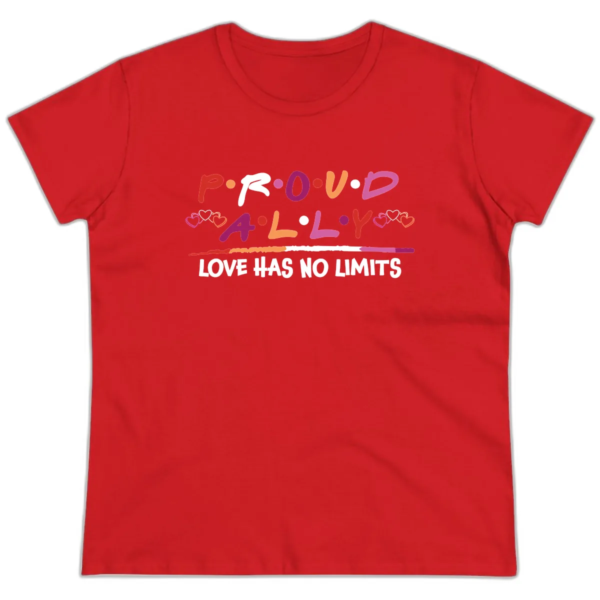 Proud Ally Love Has No Limits Ladies Tee in Red