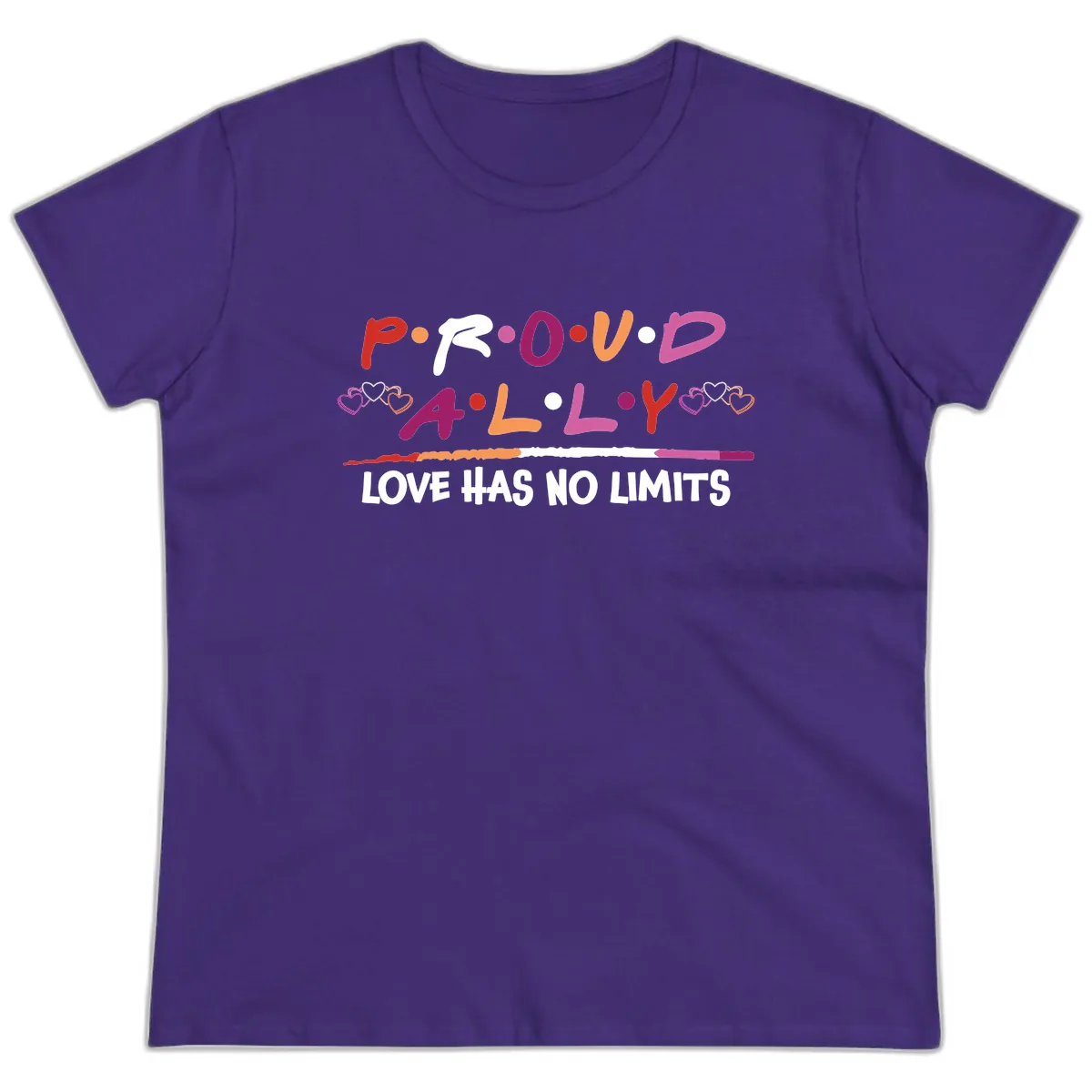 Proud Ally Love Has No Limits Ladies Tee in Purple