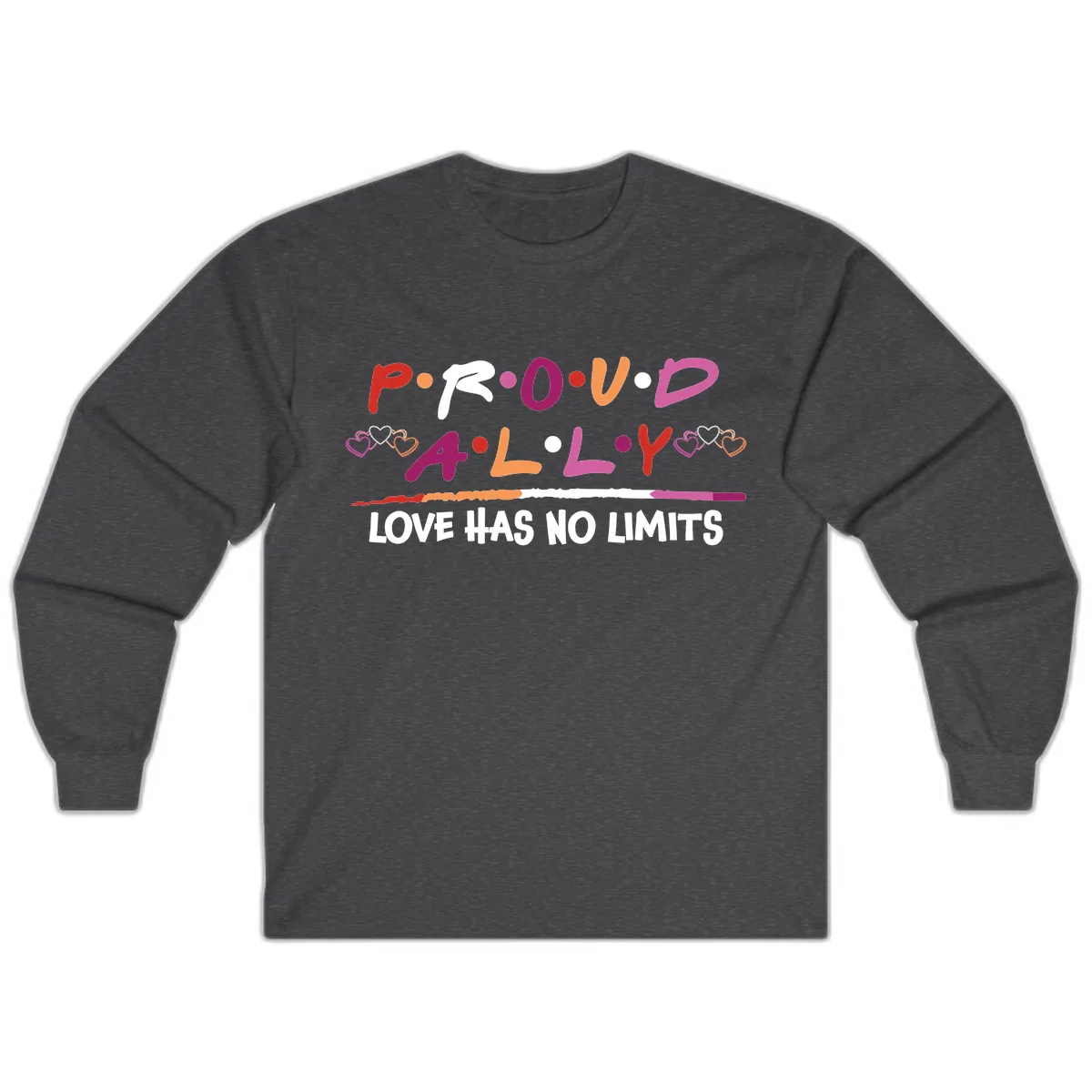 Proud Ally Love Has No Limits Long Sleeve in Dark Heather