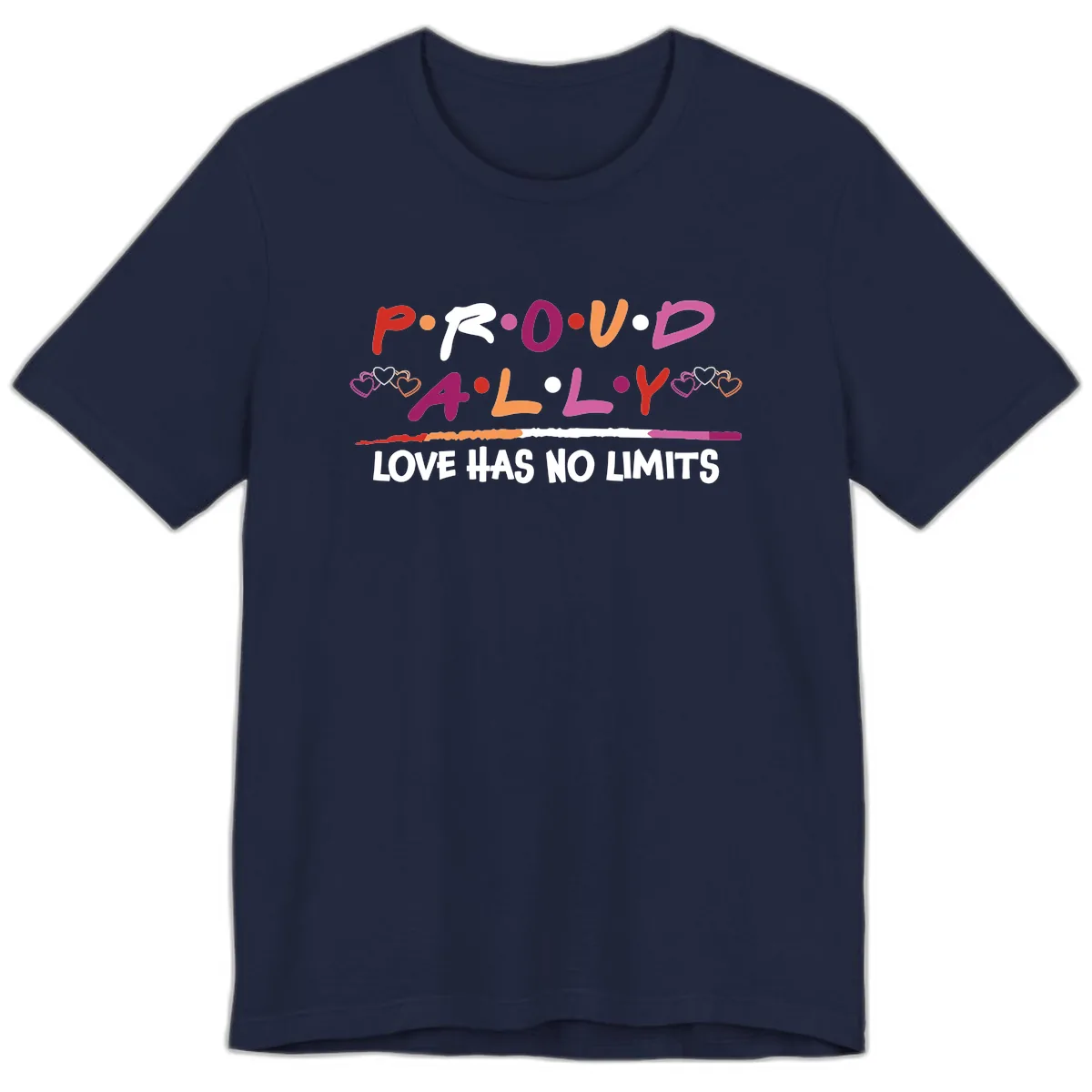 Proud Ally Love Has No Limits Premium T-Shirt in Navy