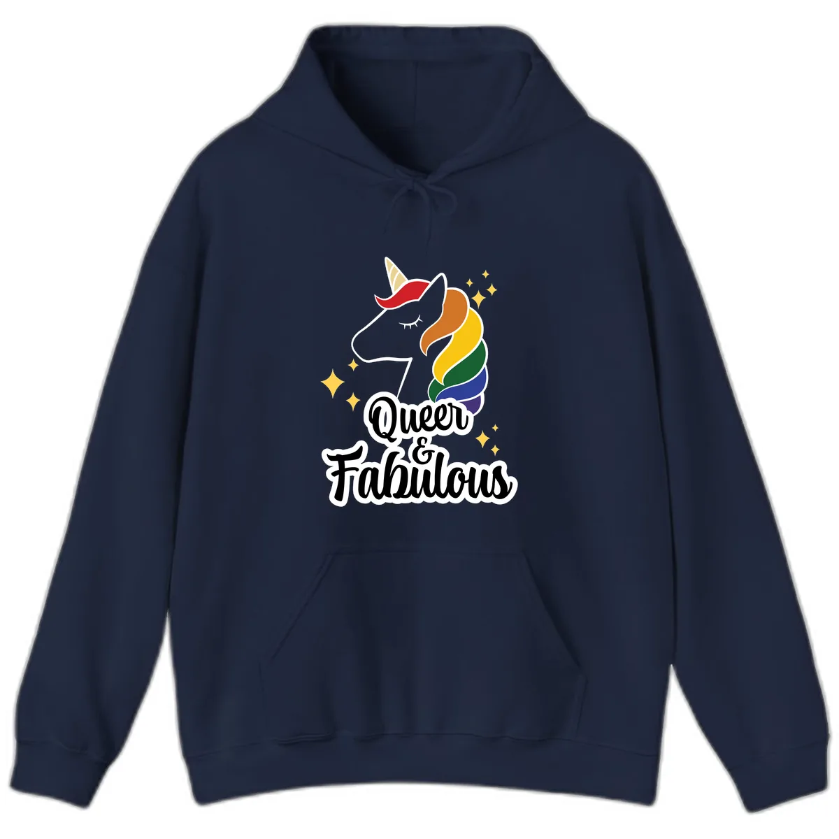 Queen & Fabulous Unicorn Hoodie in Navy