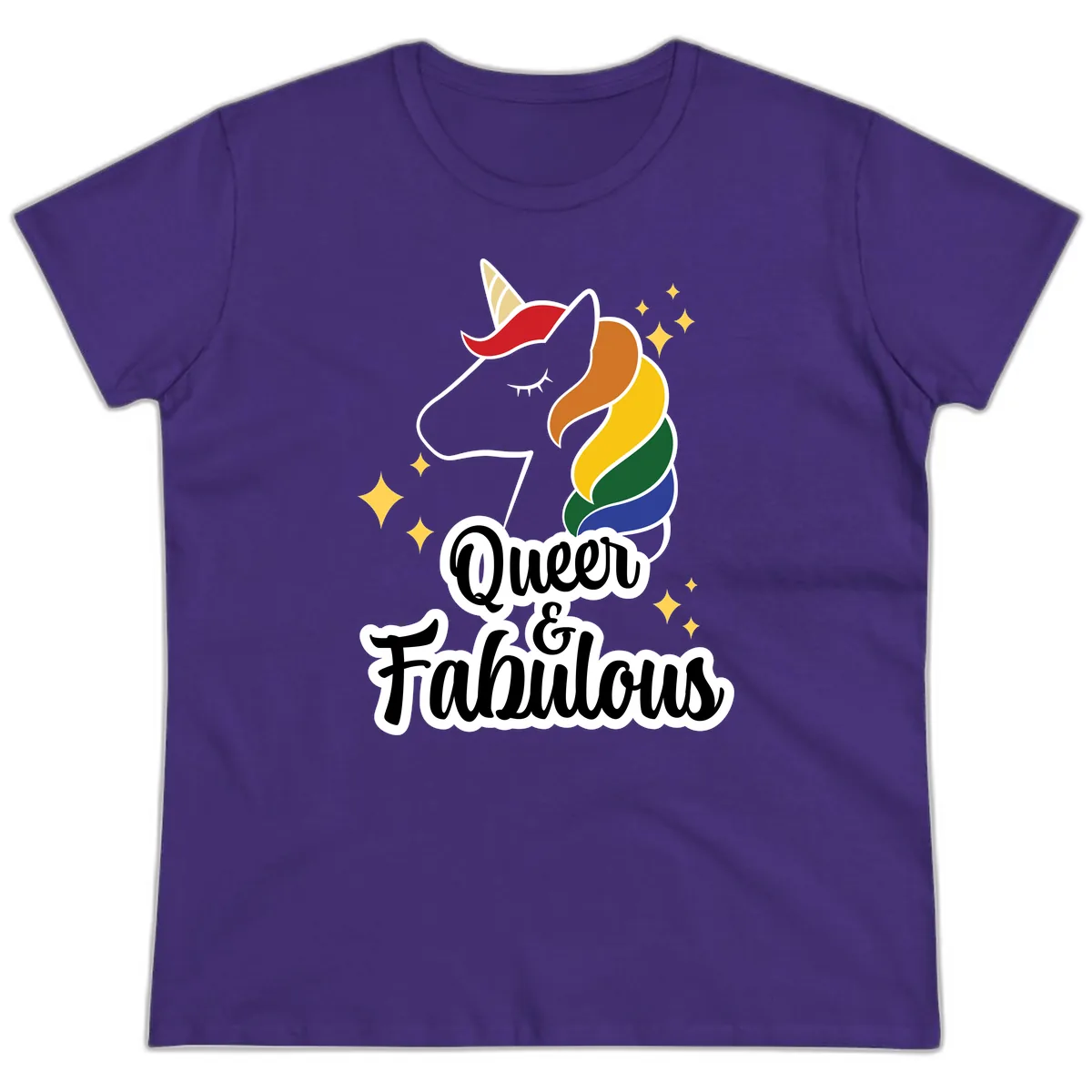 Queen & Fabulous Unicorn Ladies Tee in Purple