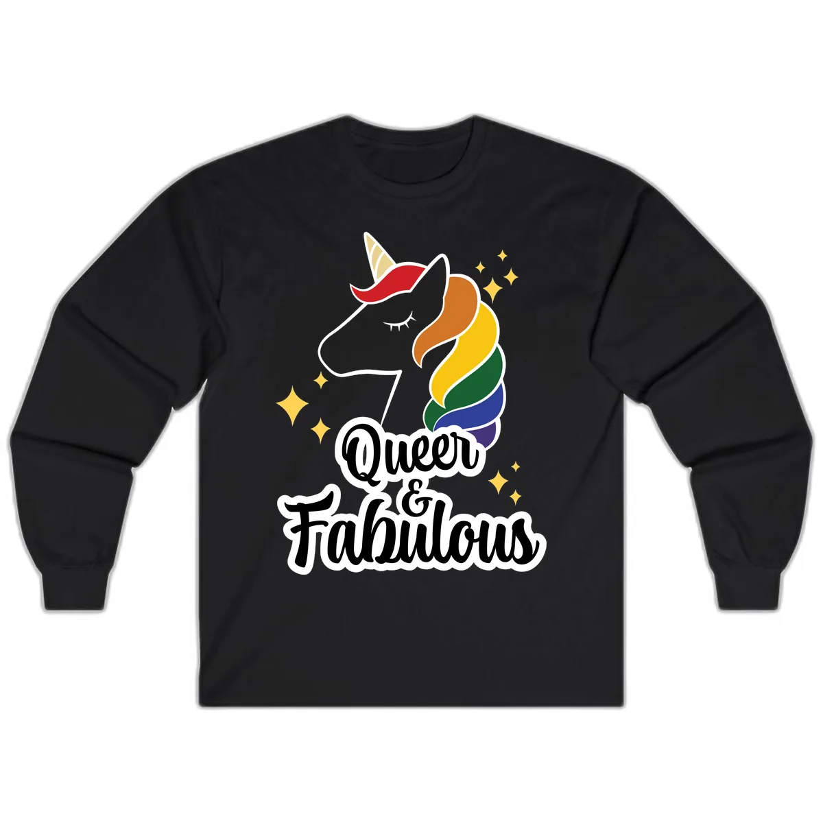 Queen & Fabulous Unicorn Long Sleeve in Black