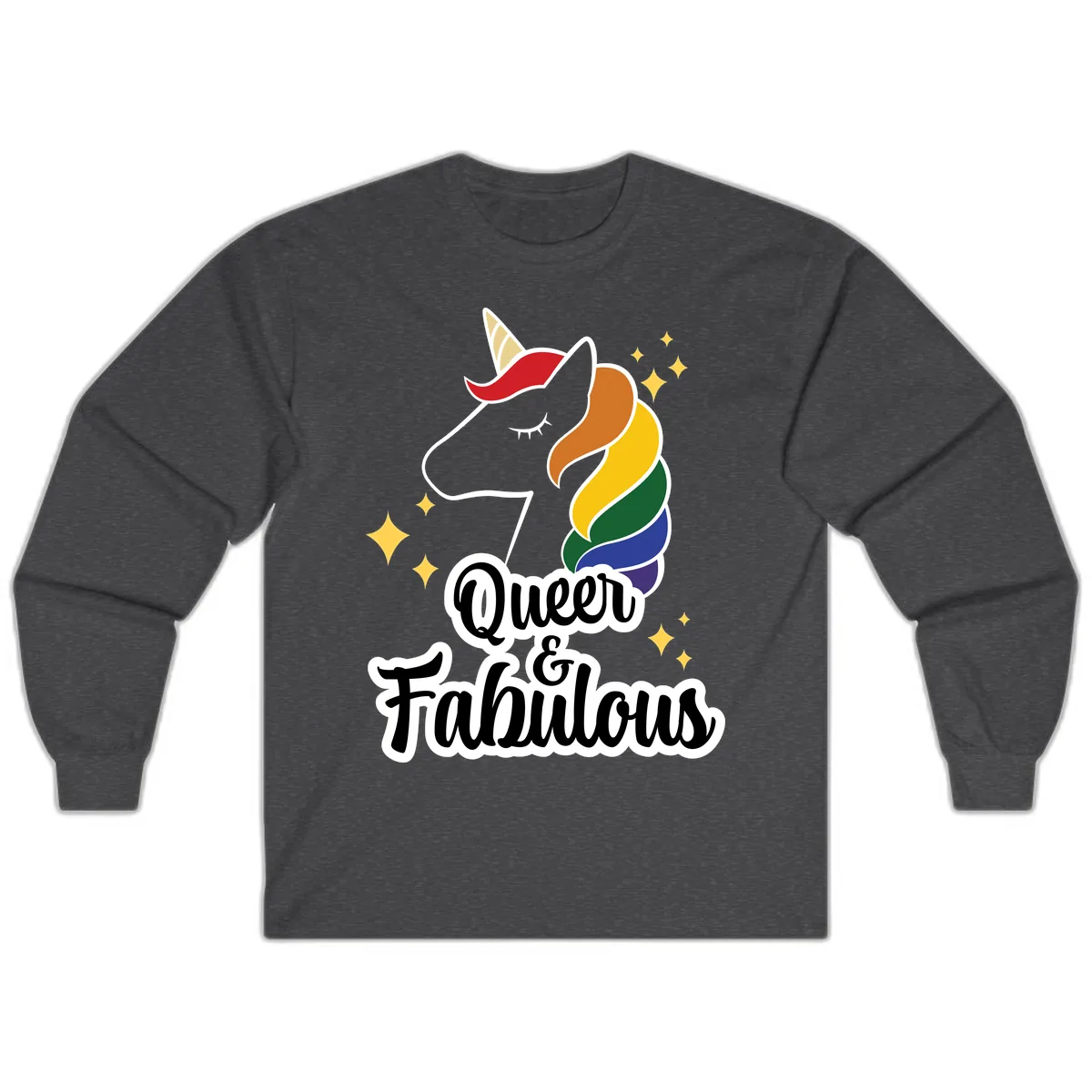 Queen & Fabulous Unicorn Long Sleeve in Dark Heather